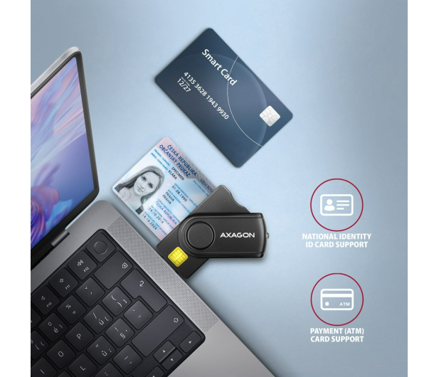 Axagon CRE-SMP2A 4-gniazda Smart card PocketReader czytnik - 1485439 - zdjęcie 2